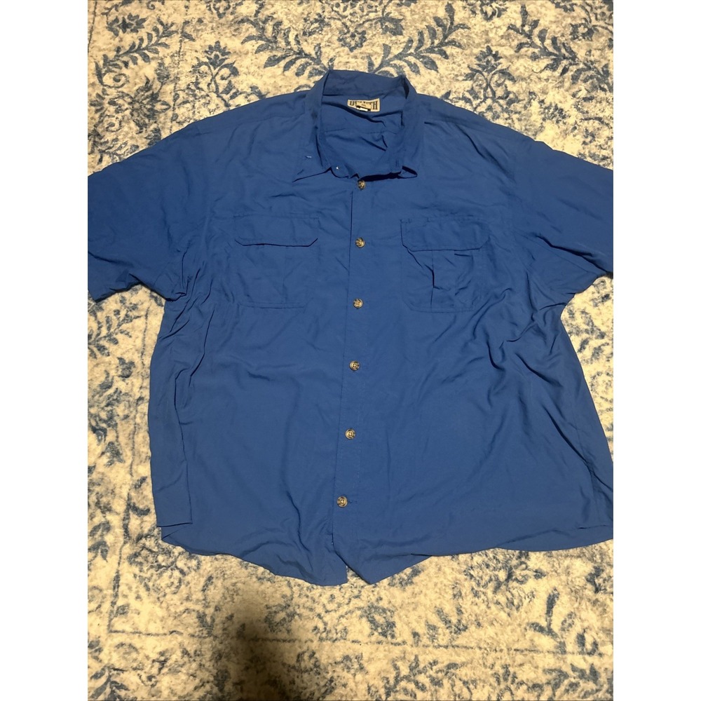 Duluth Trading Co Untucked Fishing Shirt Vented Short Sleeve Blue Mens Size XL